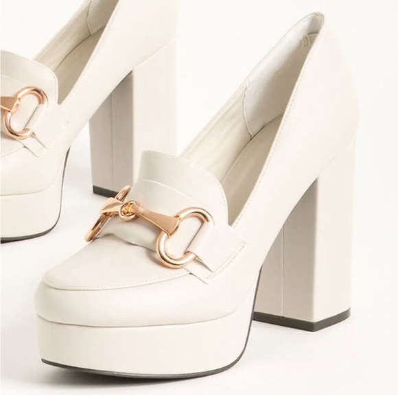 New Ivory Platform Chunky
High Heel Penny Loafers - Picture 4 of 4